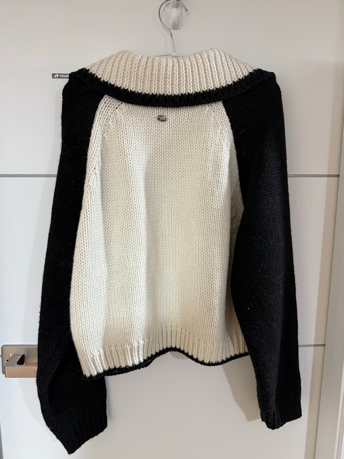 썸웨어버터 레터 알파카 니트집업 블랙 상품이미지7