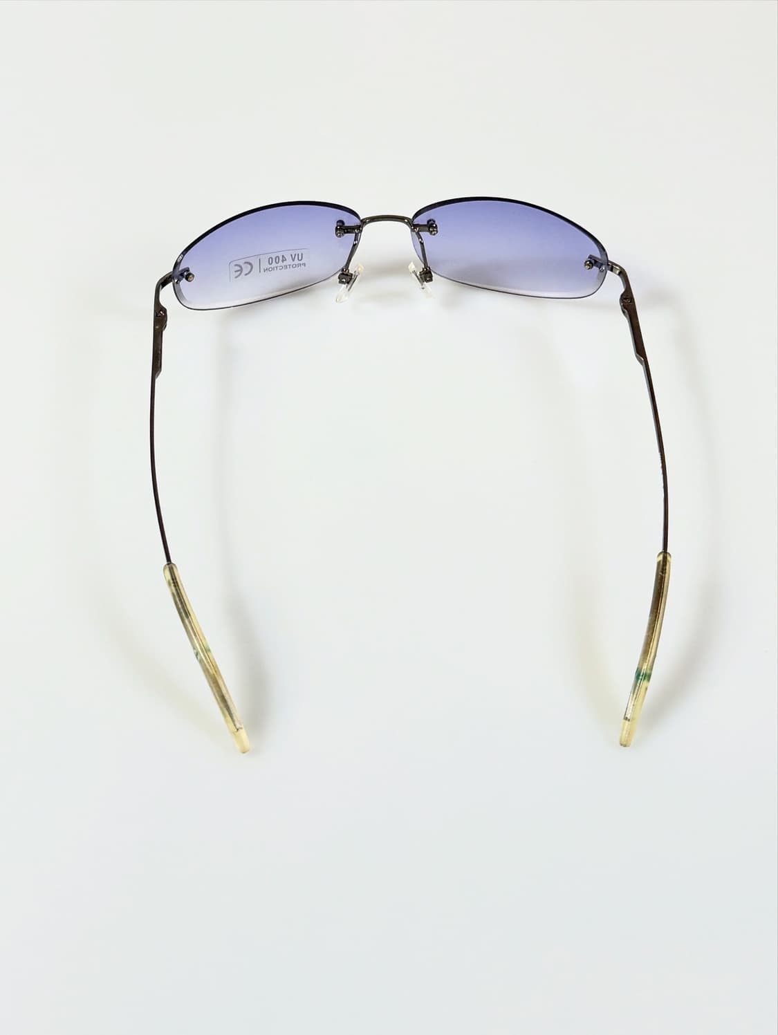 90s BRENTONI 무테 스퀘어 블루틴트 빈티지 선글라스 상품이미지6