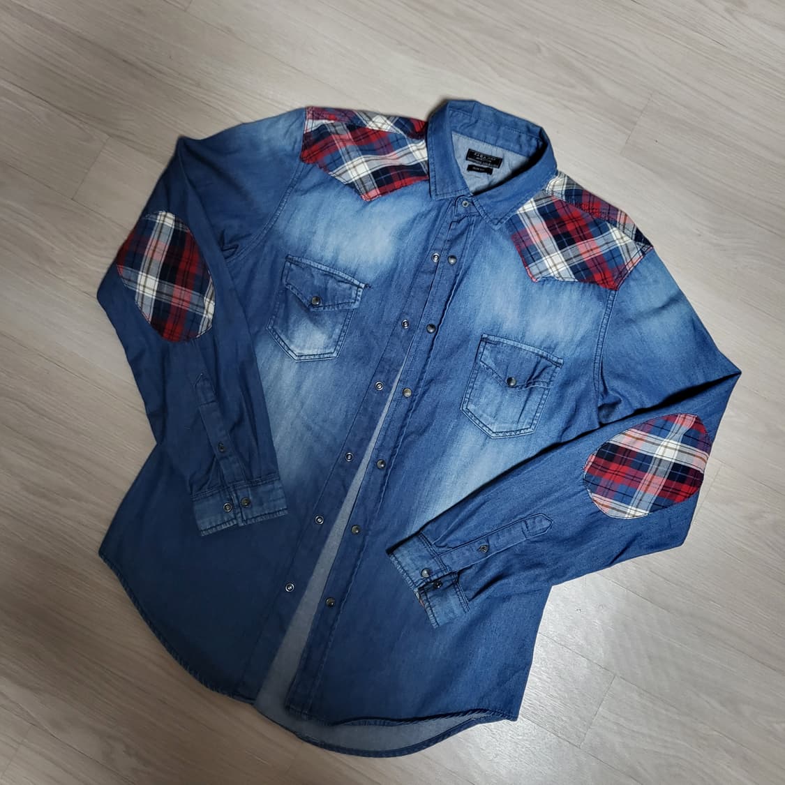자라 패치워크 데님 셔츠(xl) 상품이미지1