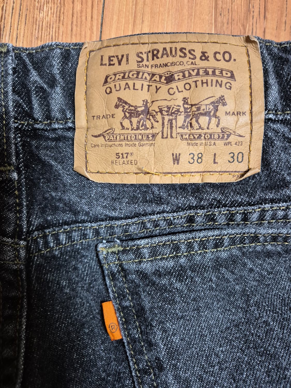 90S 리바이스 517 오렌지탭(Made in USA) 흑청 상품이미지3