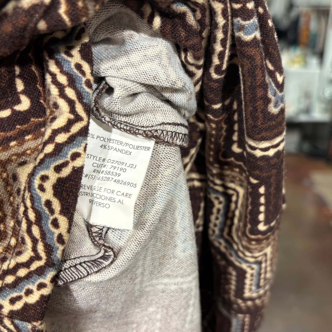 일본 빈티지 에스닉 패턴 폴라 셔링 반팔 원피스 하구미 모리 상품이미지10