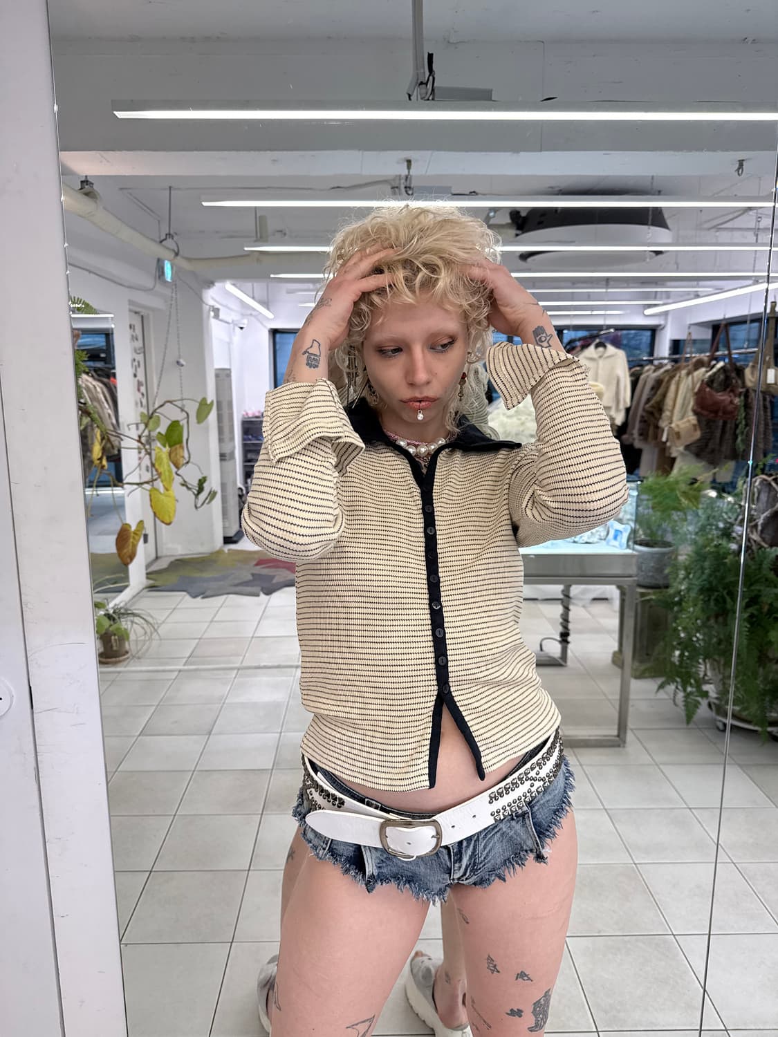 waffle knit shirt 상품이미지4