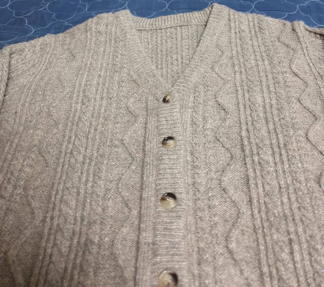 크롭 니트 가디건 다크베이지 (M) 상품이미지2