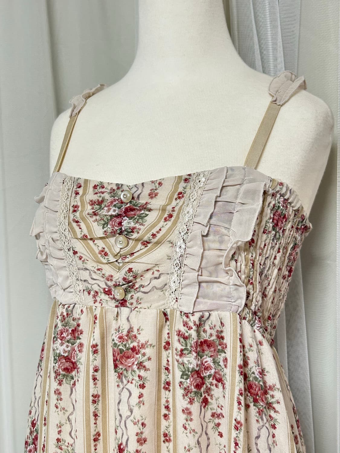 초초희귀 엑시즈팜 고전 플로럴 레이스 패치워크 원피스 상품이미지2