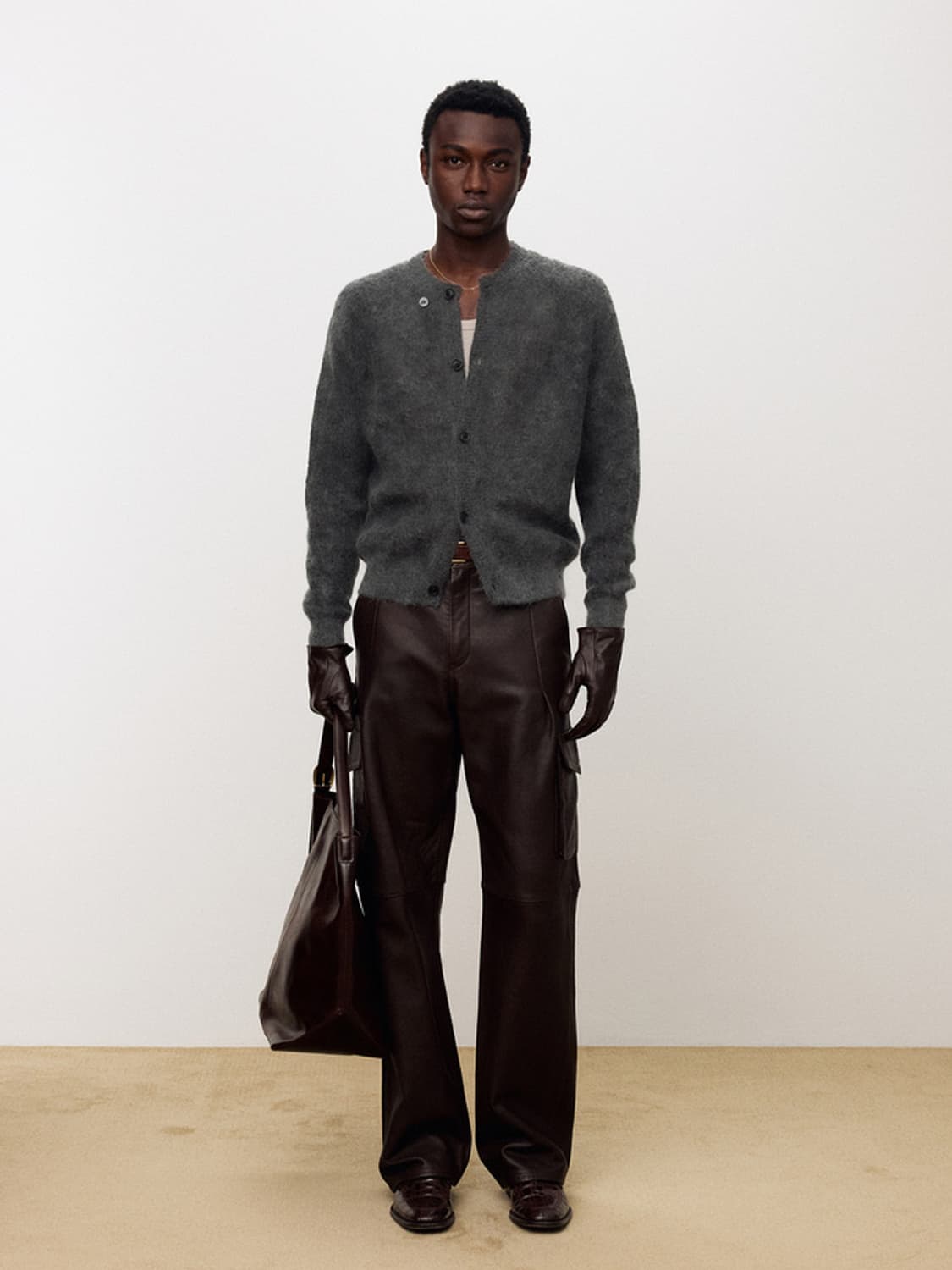 토니웩 알파카 모헤어 크루넥 가디건 카본 상품이미지2