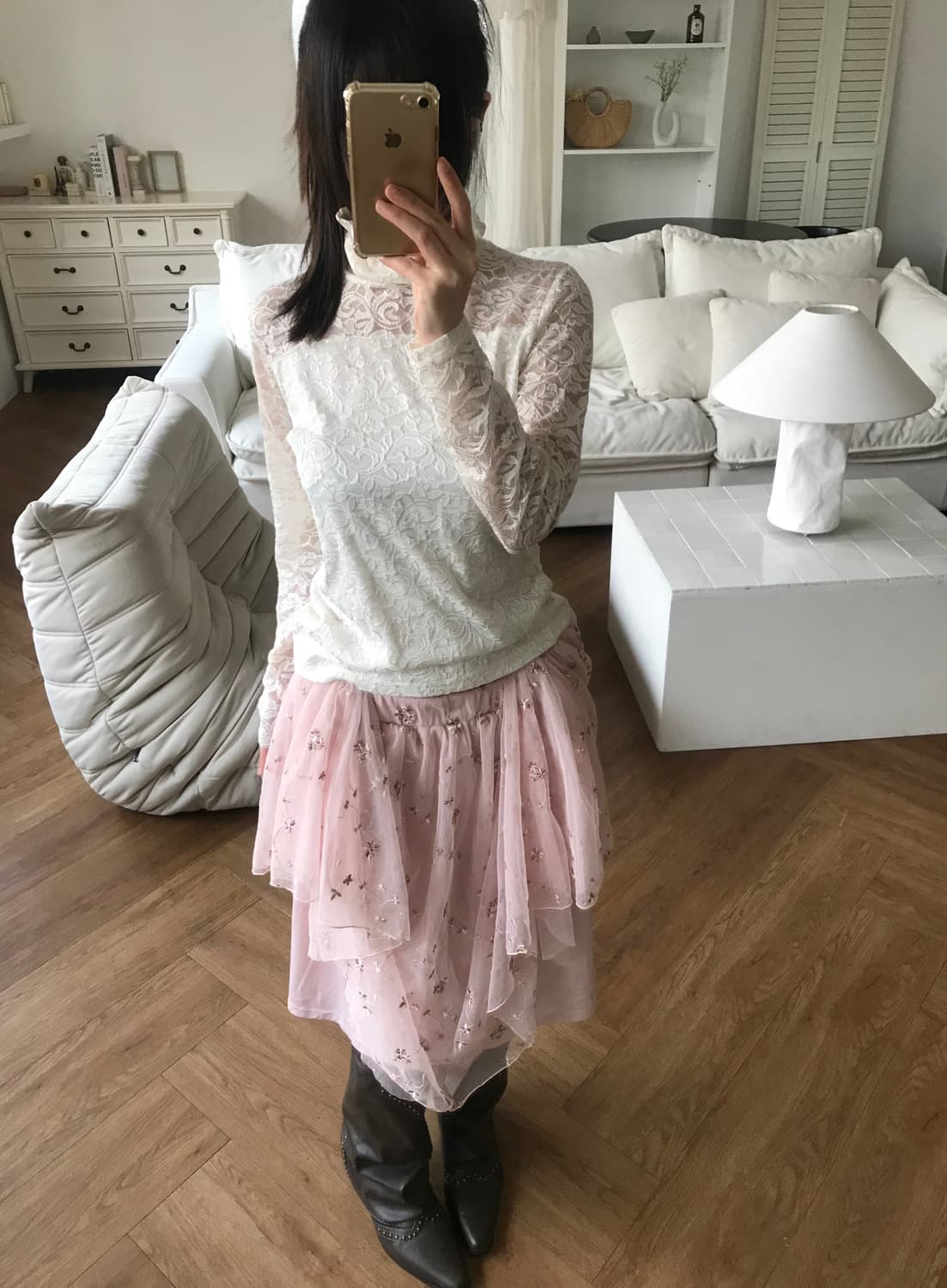 vintage ivory lace turtle neck top 상품이미지7