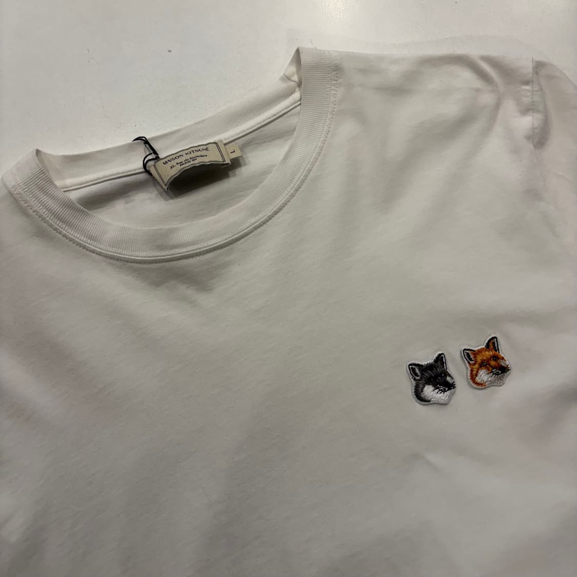 [L] 메종키츠네 더블 폭스 반팔 티셔츠 화이트 D348 상품이미지3