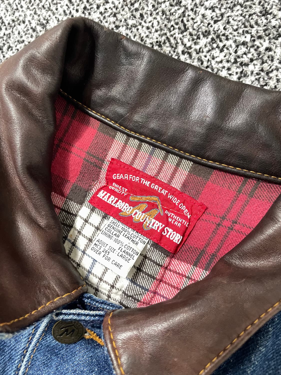 빈티지9. 말보로 컨트리 스토어 빈티지 레더 카라 데님 자켓 청자켓 상품이미지4