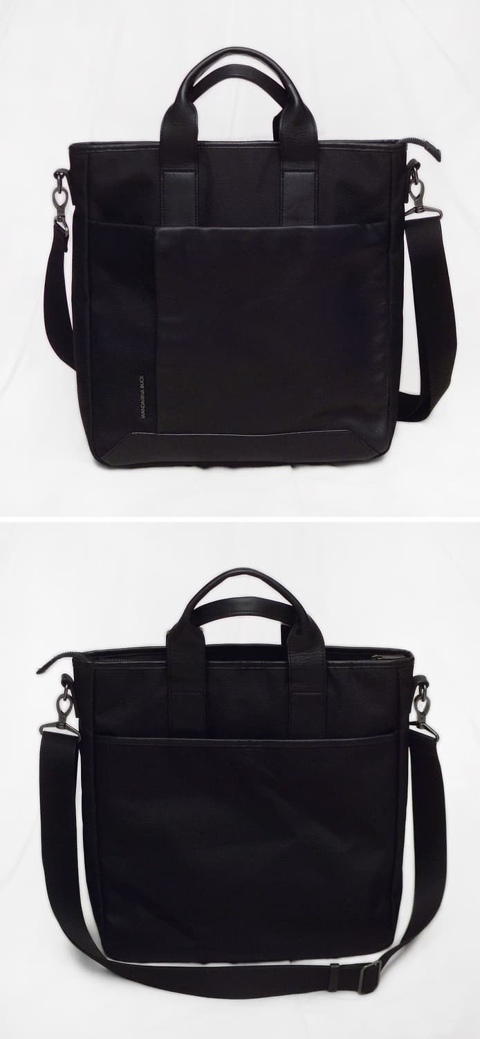 신품급) 만다리나덕 피에트로 블랙 캔버스레더 토트.숄더백 상품이미지3