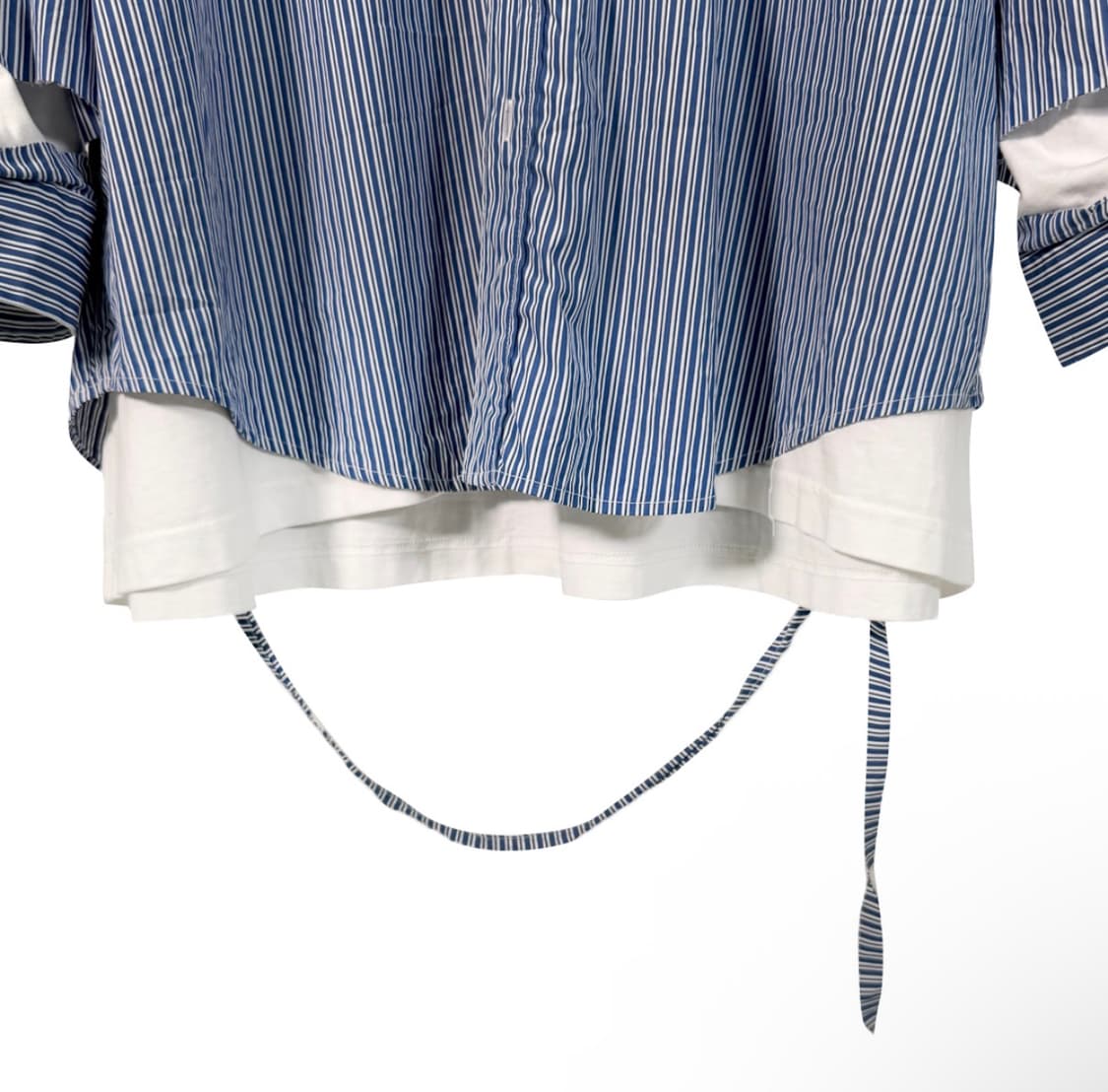 [36] 발렌시아가 21fw 스트라이프 컷아웃 디스트로이드 셔츠 블루 상품이미지7