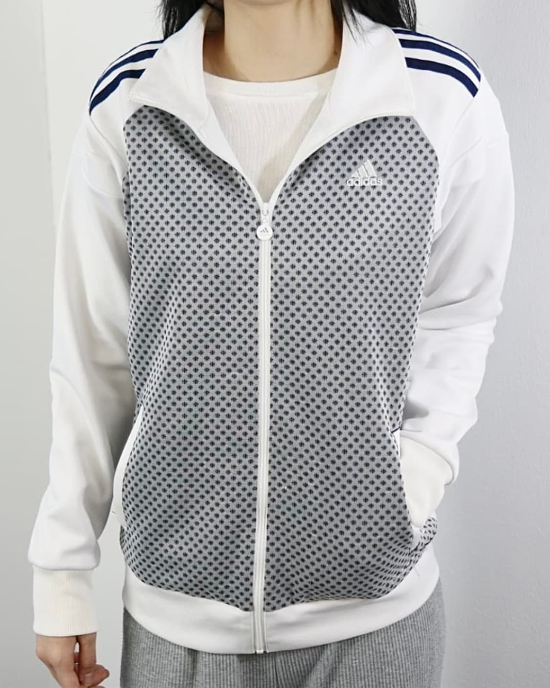 아디다스 땡땡이 도트 화이트 흰색 져지 트랙탑 집업 L 100 올드스쿨 상품이미지2
