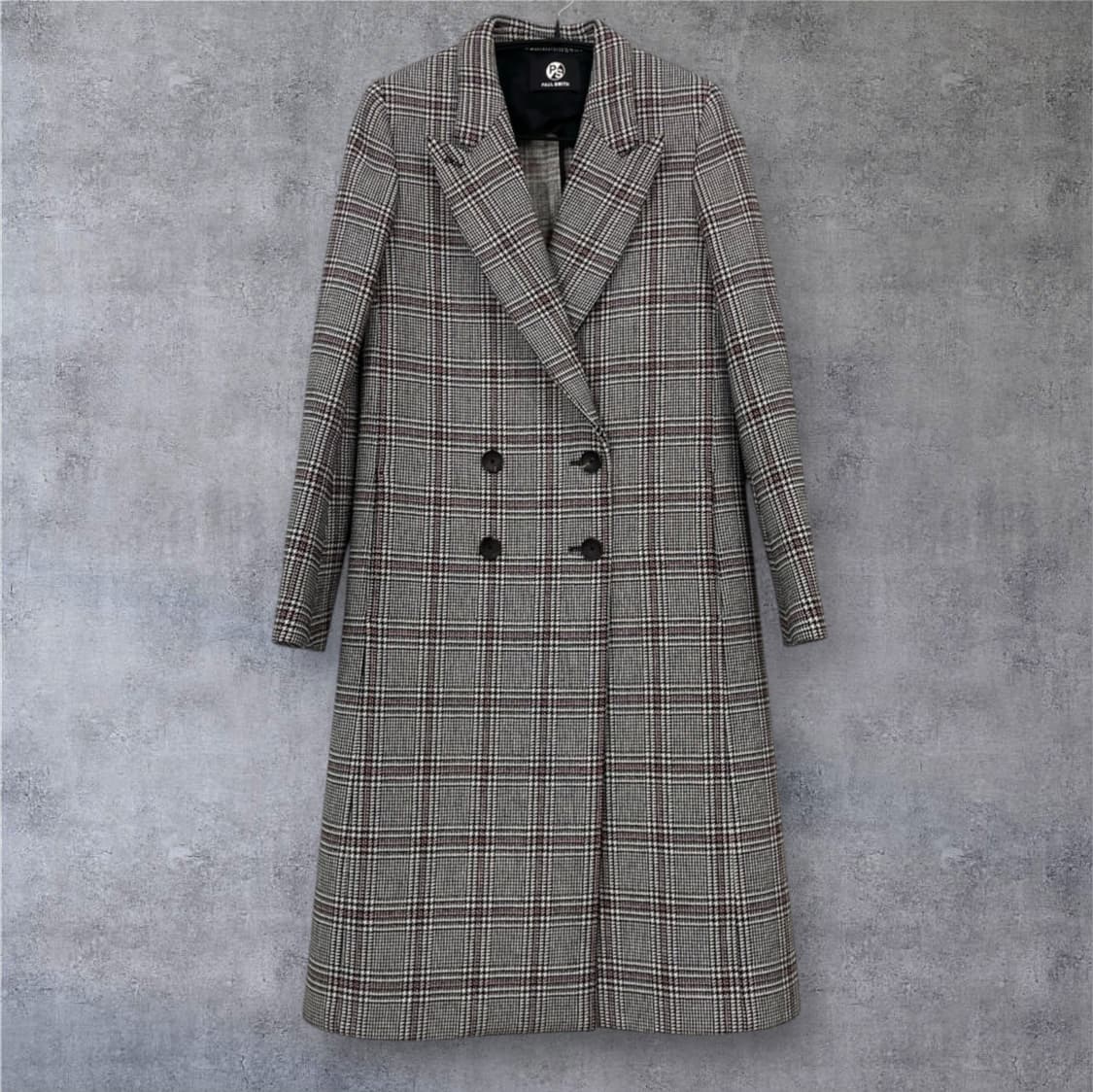  폴스미스 Paul Smith 클래식 더블 브레스티드 체크 롱 코트 38 상품이미지1