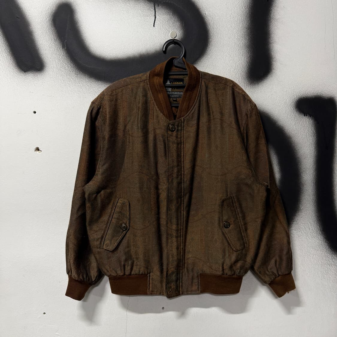 런던포그 에스닉 풀 패턴 브라운 블루종 봄버 자켓 상품이미지1