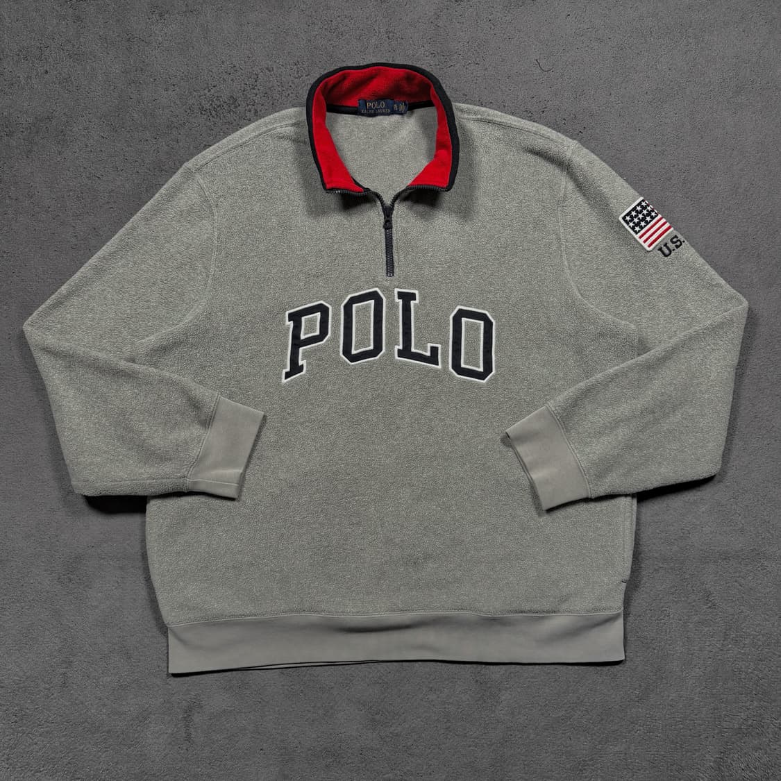 폴로 빅로고 성조기 USA 반집업 후리스 상품이미지2