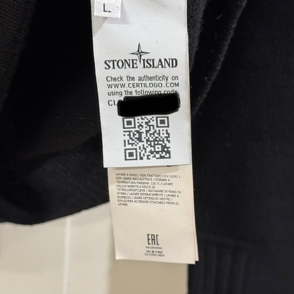 스톤아일랜드 버튼 카라 반집업 니트 L사이즈 블랙 상품이미지6