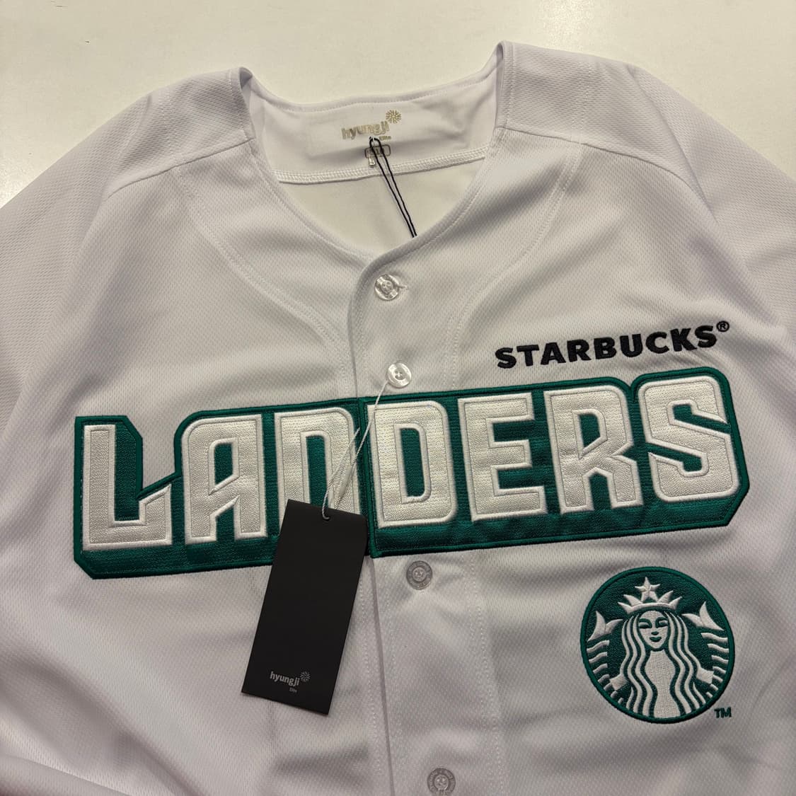 [110] 스타벅스 랜더스 야구 유니폼 화이트 반팔 새상품 C866 상품이미지3