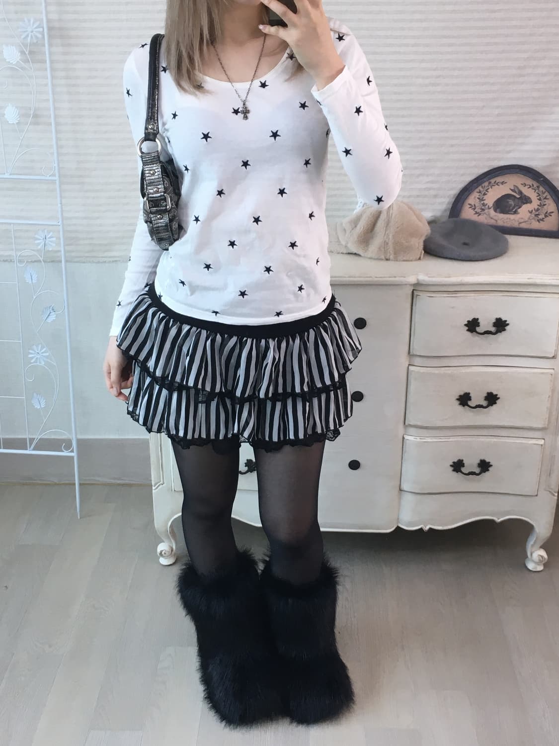 일본빈티지 스트라이프 레이스 큐롯 캉캉스커트 상품이미지6