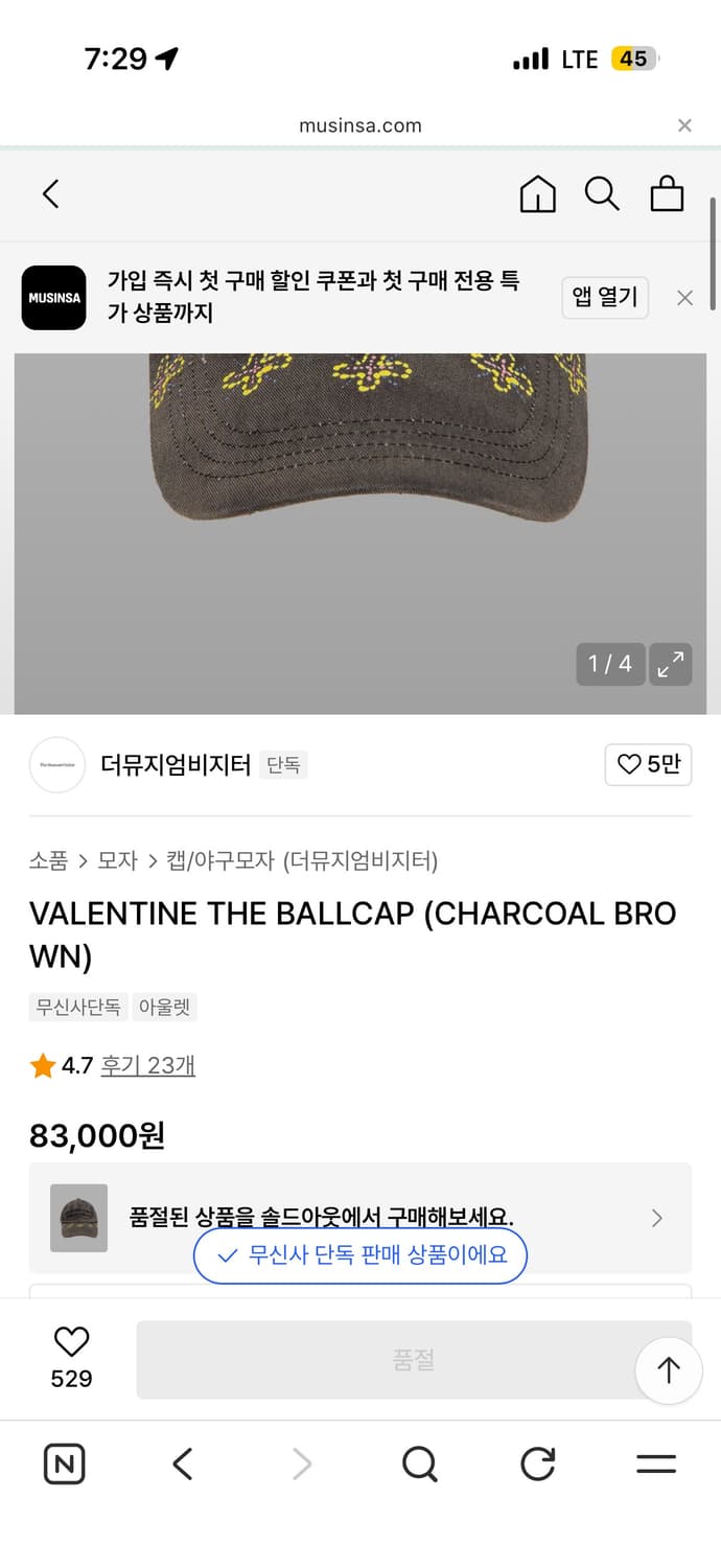 더뮤지엄비지터 발렌타인볼캡 상품이미지2