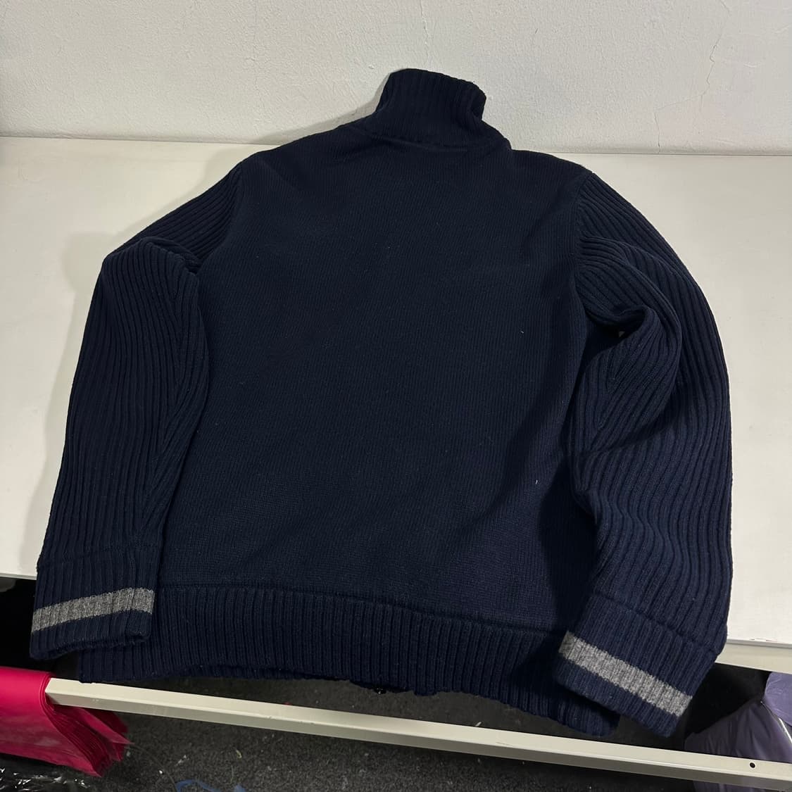 S 타미힐피거 다크네이비 보아털 니트집업 상품이미지5
