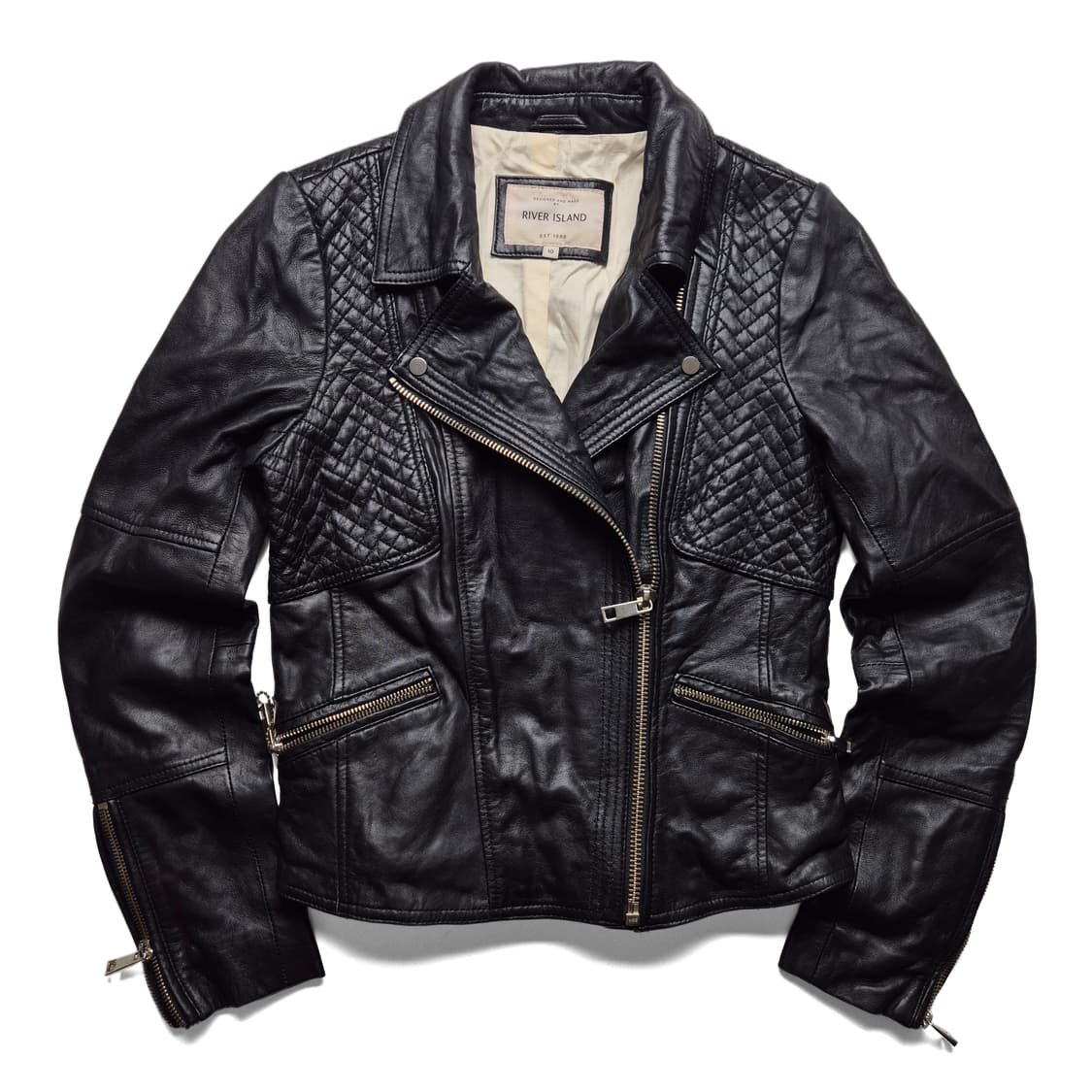 [XS] River Island 여성 리얼레더 라이더 자켓  상품이미지2