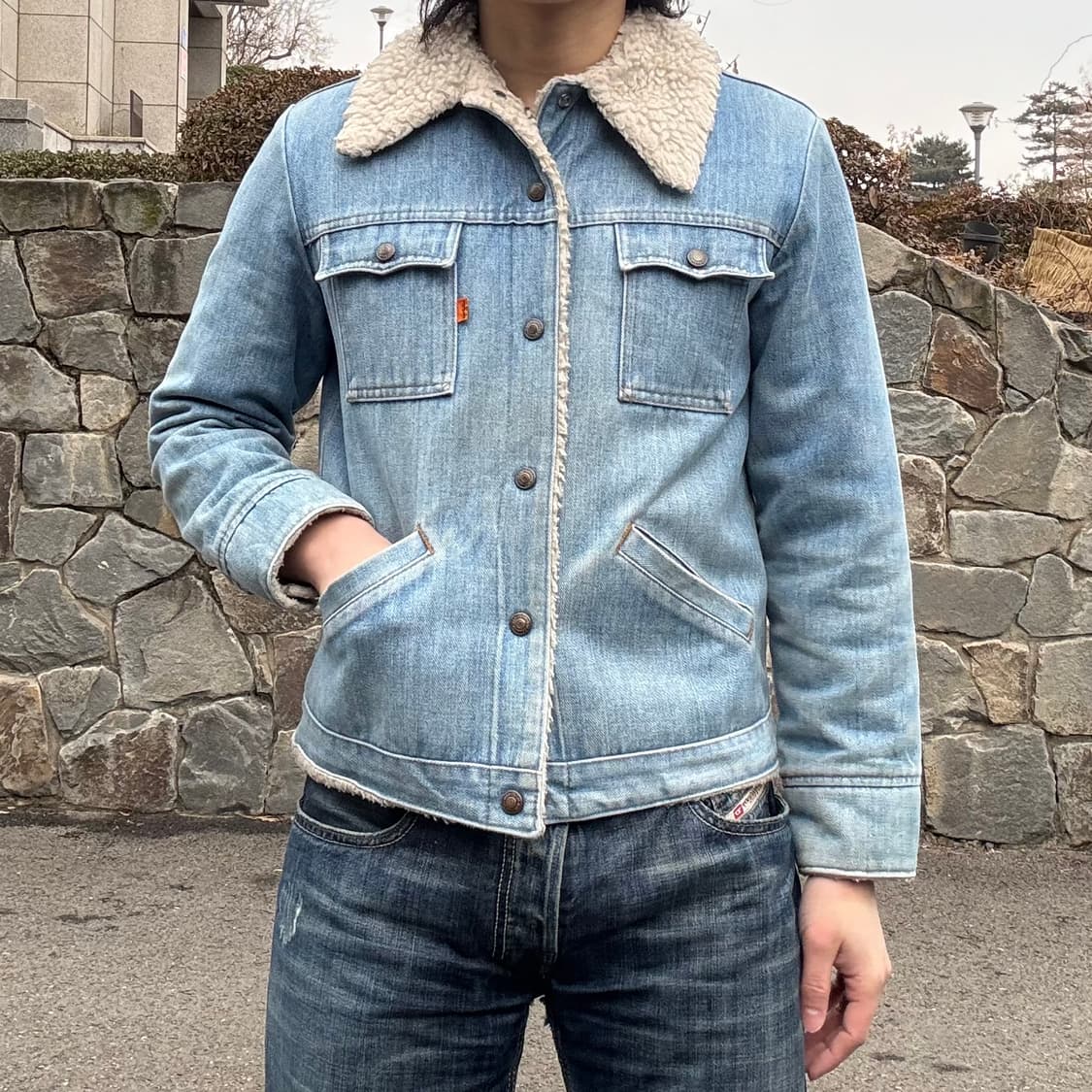 80s USA 리바이스 Levi’s 쉐르파 데님 트러커 자켓 상품이미지3