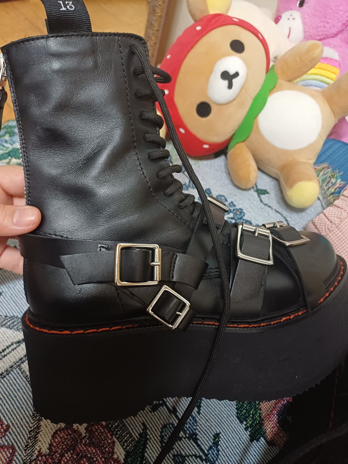 R13 알써틴 블랙스트랩 더블스택부츠 상품이미지4