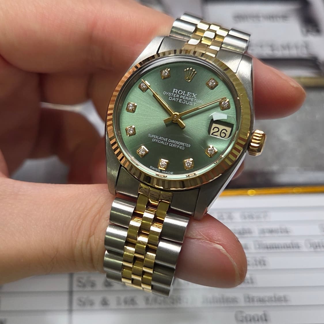 레어] 롤렉스 데이저스트 6827 14K콤비 올리브그린 10P다이아 (감 상품이미지4