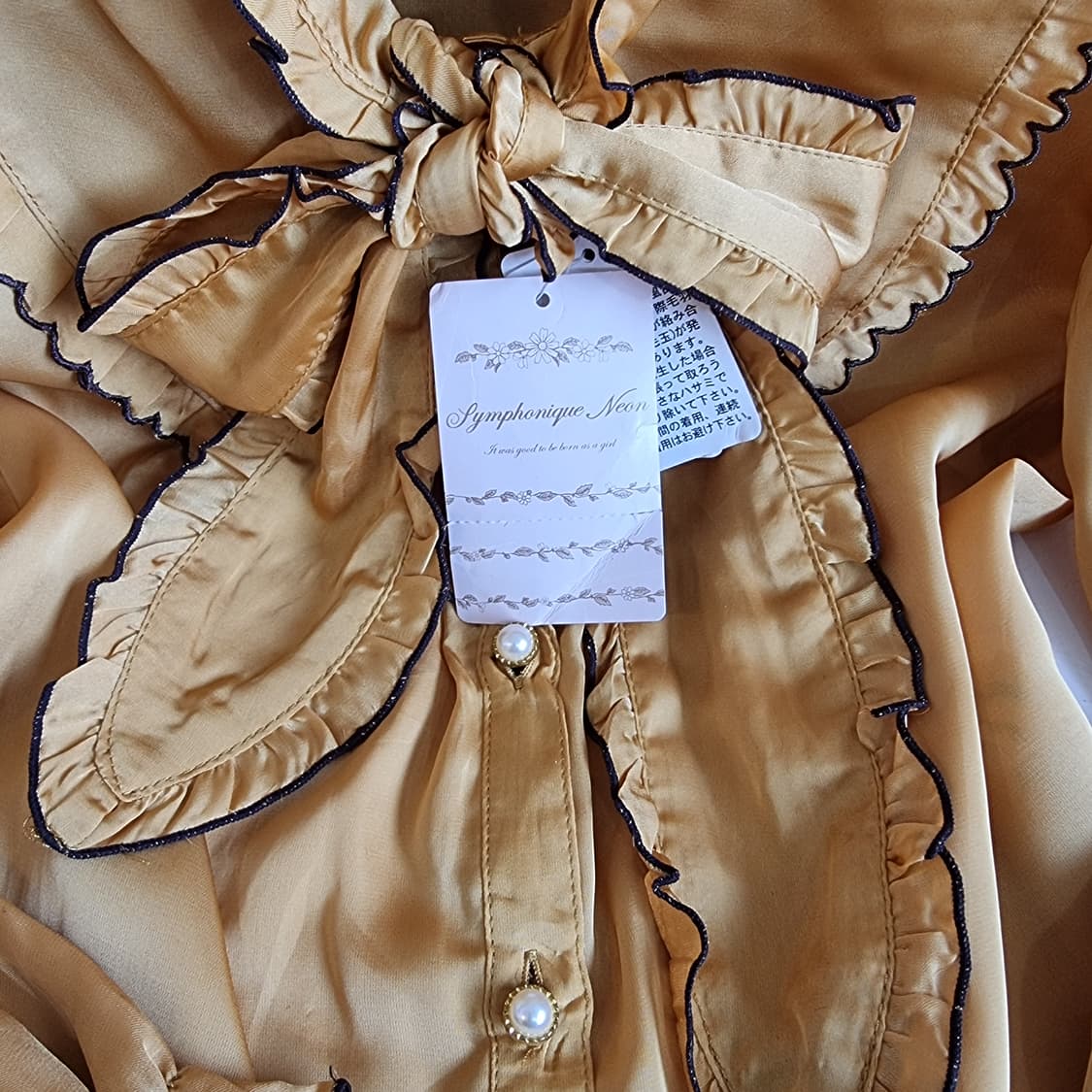 골드 사틴 리본 블라우스 상품이미지2