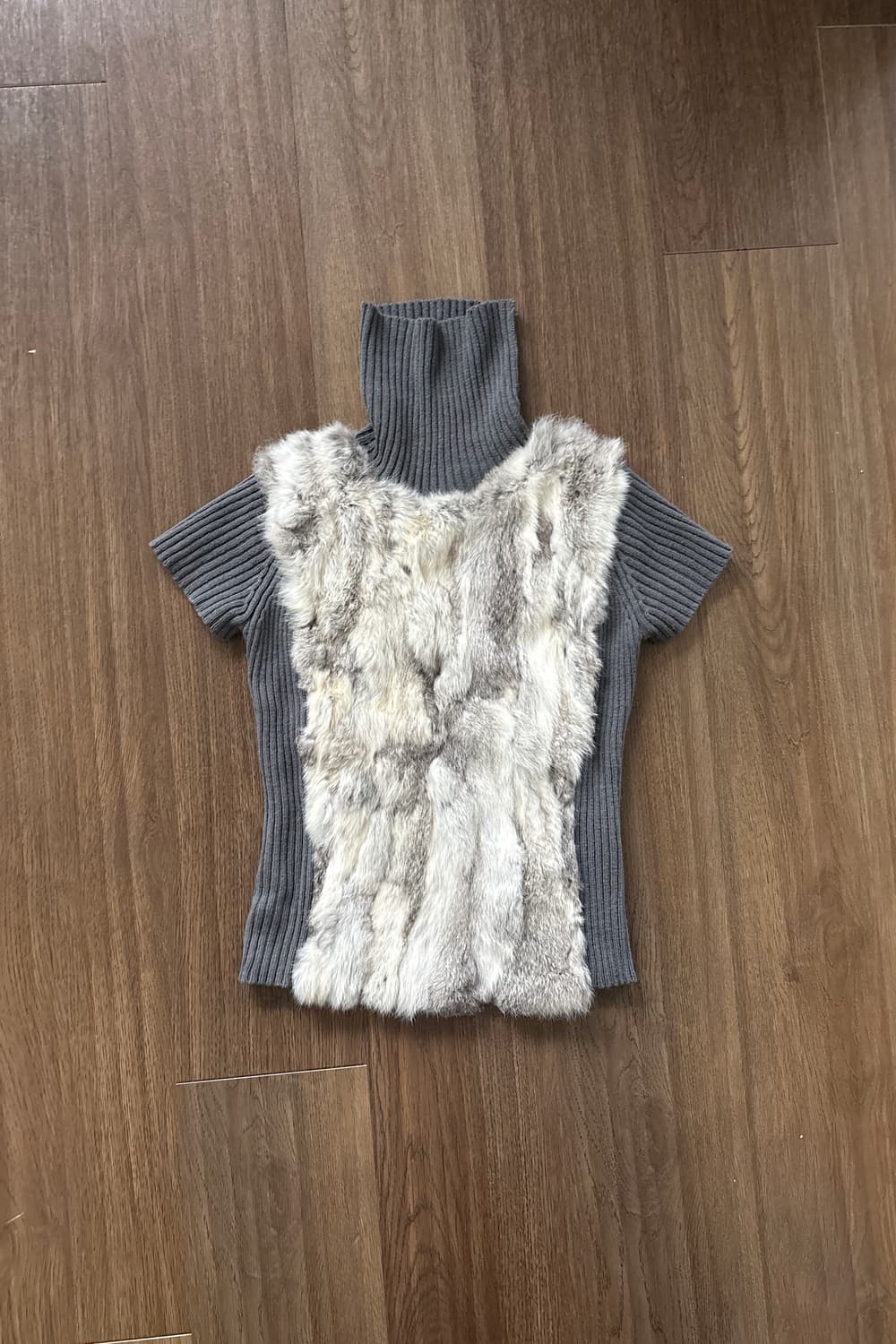 Fur Panel Ribbed Turtleneck Knit 상품이미지4