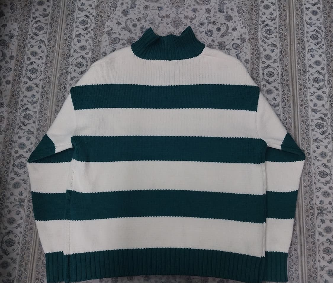 메인부스 그린 스트라이프 오버핏 카라 니트 3사이즈 상품이미지2