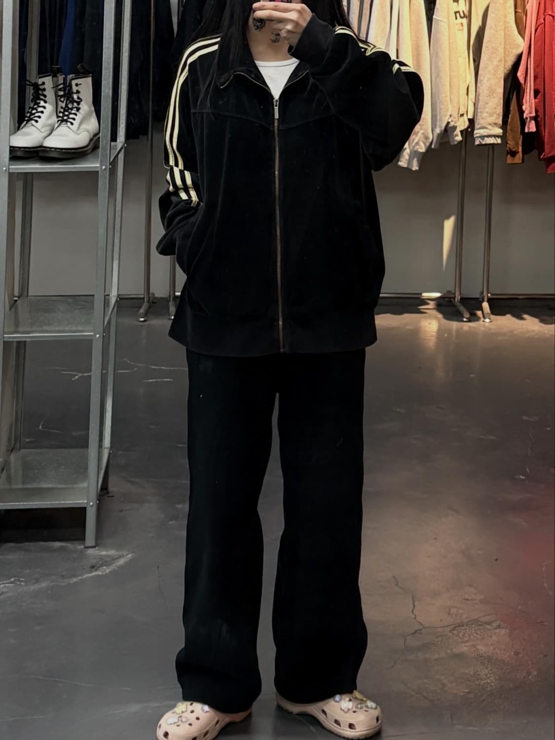 아디다스 블랙 벨벳 백로고 트랙탑 져지 A3587 상품이미지1