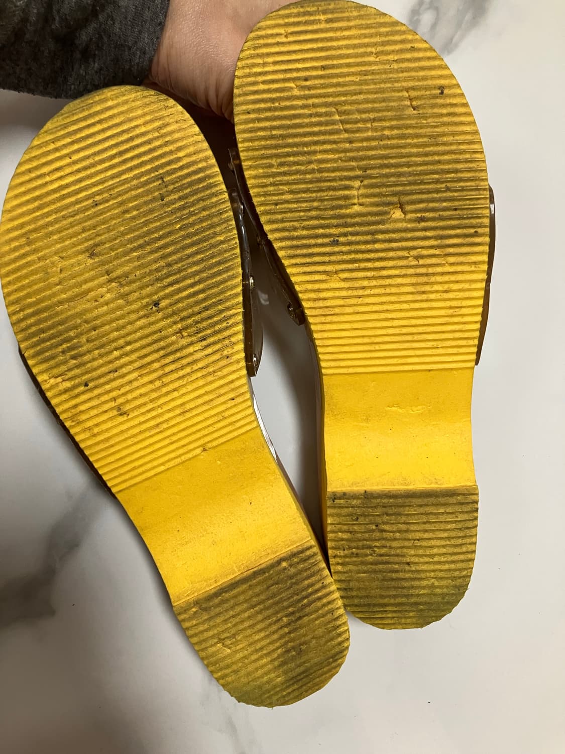 Y2K 2000s 닥터숄 우든힐 슬라이드 투명 클로그 샌들 빈티지 상품이미지4