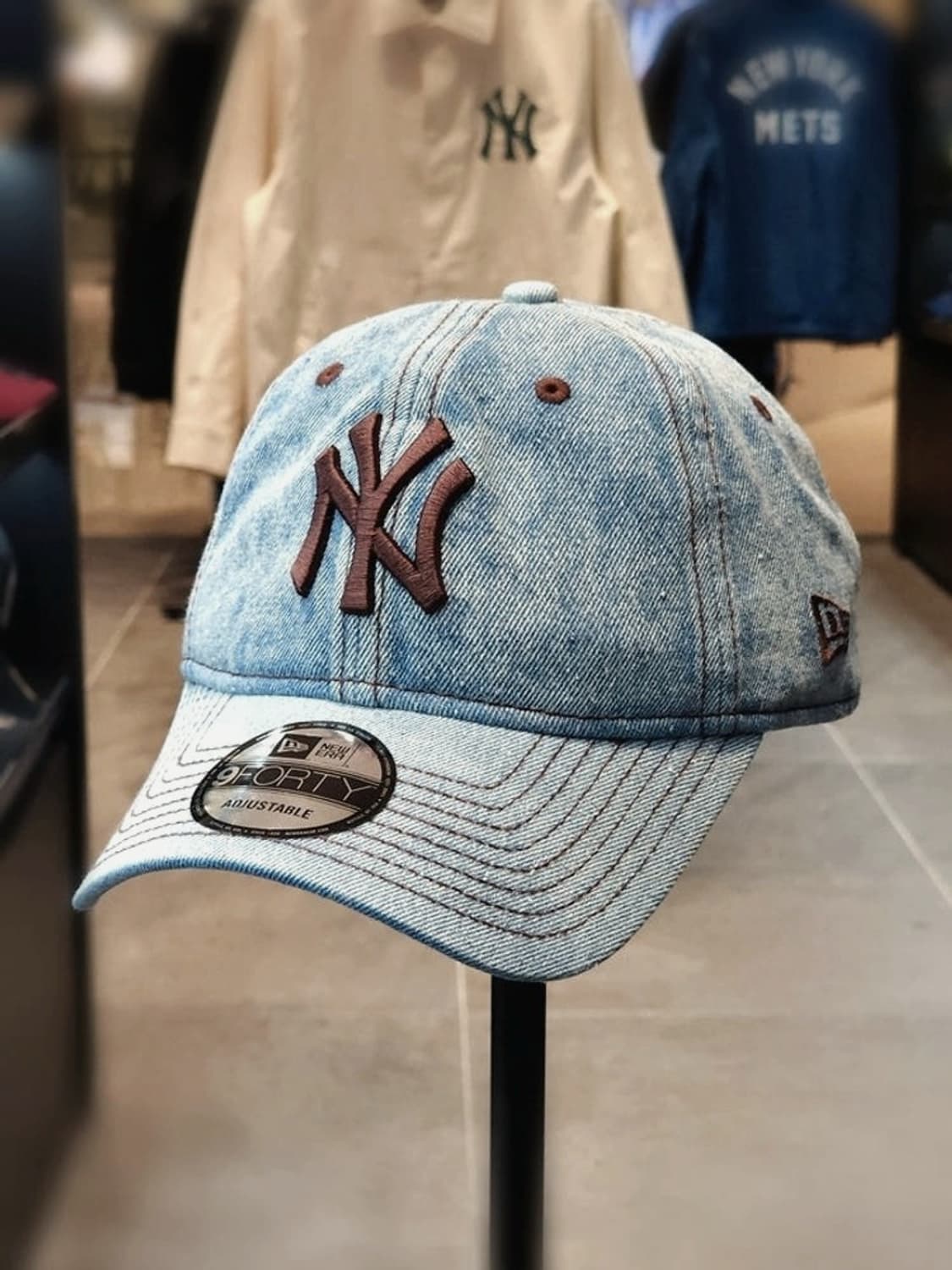 새제품) 뉴에라 뉴욕양키스 NY 데님 언스트럭쳐 볼캡 모자 연청 상품이미지1