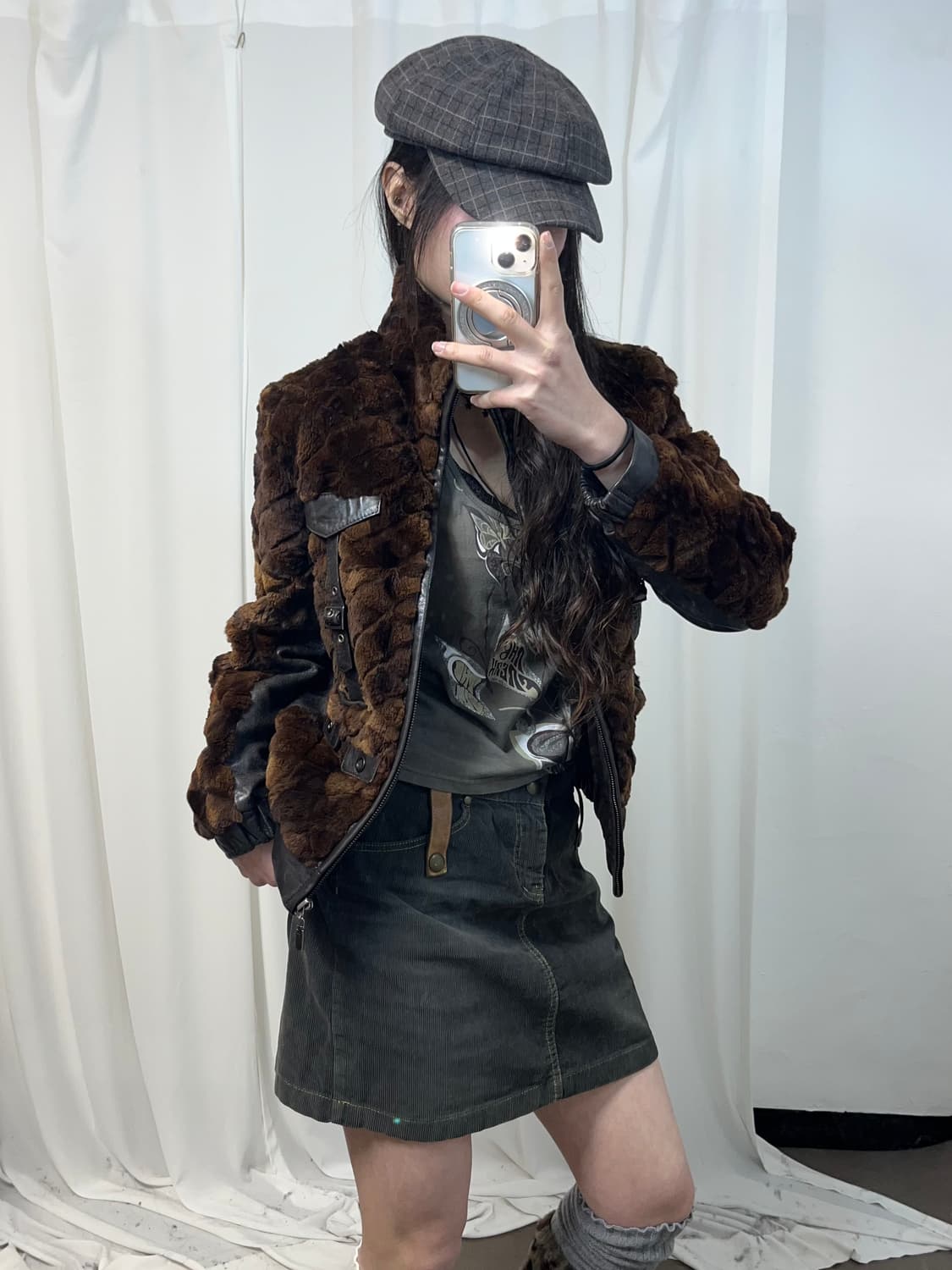 브라운 래빗퍼 자켓 상품이미지2