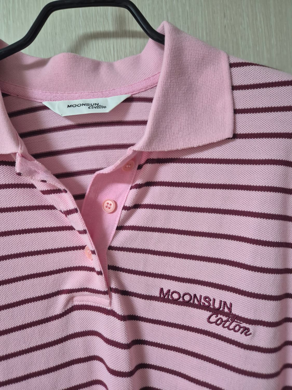 문선 pk 카라티 줄무늬 티셔츠 핑크 S 상품이미지4