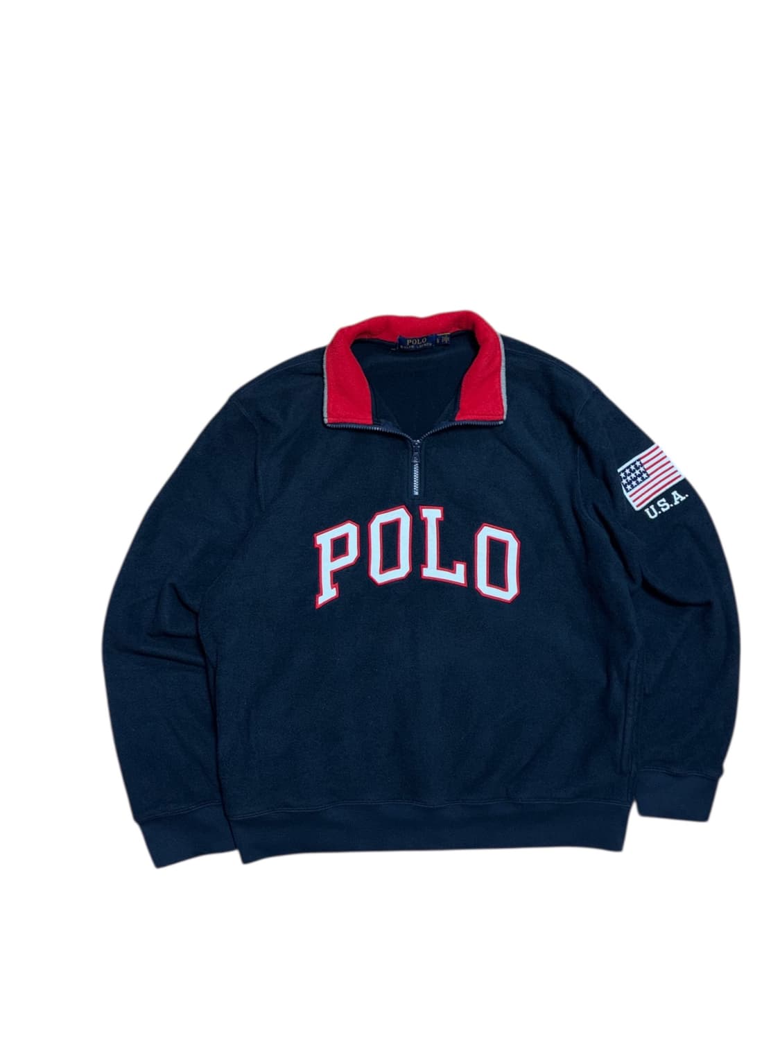 폴로 랄프로렌 빅로고 성조기 플리스 후리스 반집업  상품이미지3