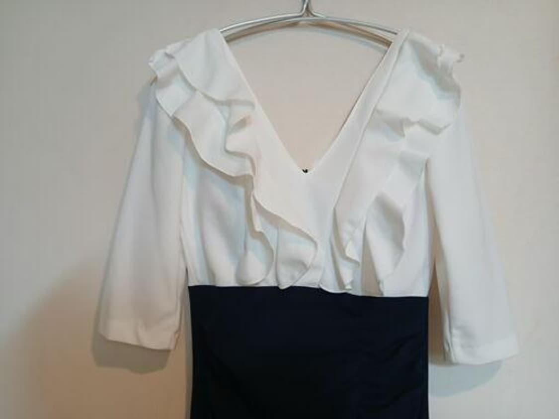 나롱쥐 배색 프릴 슬릿 스커트 섹시 홀복 원피스 러플 드레스 하객 데이트 상품이미지2