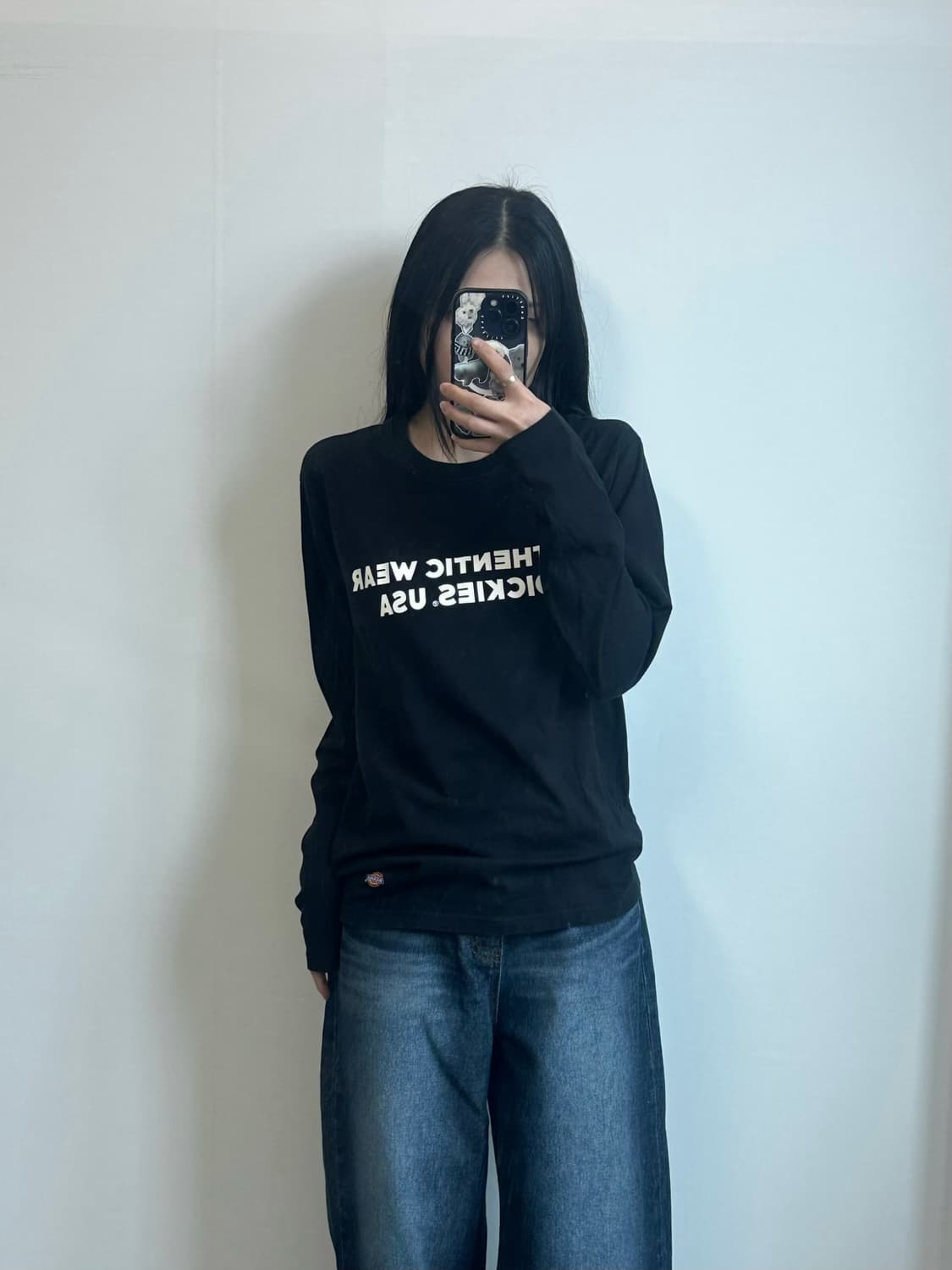 디키즈 스펠아웃 블랙 롱 슬리브 긴팔티 상품이미지1