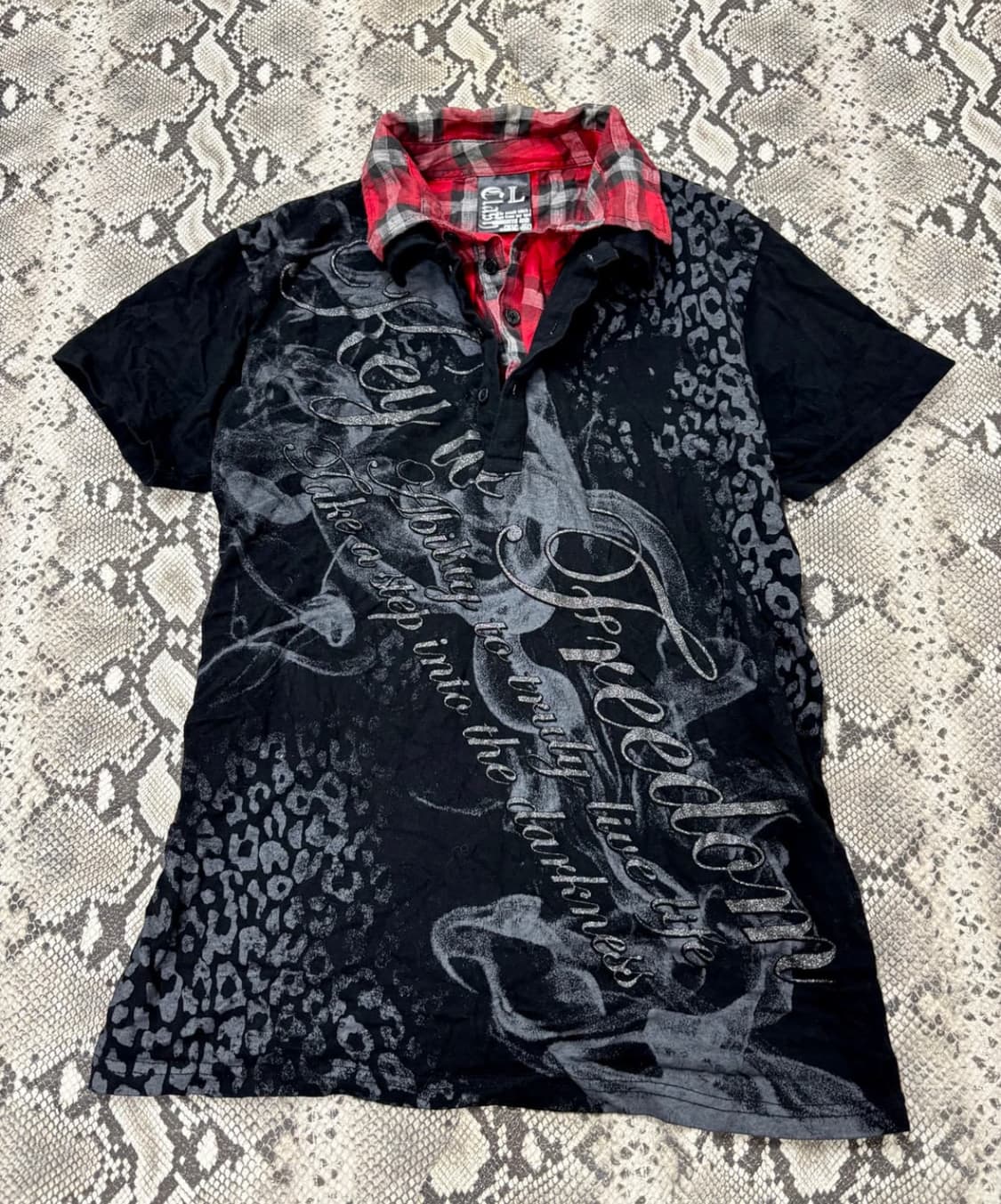 O0's Design Check Layered Leopard Tee 상품이미지1