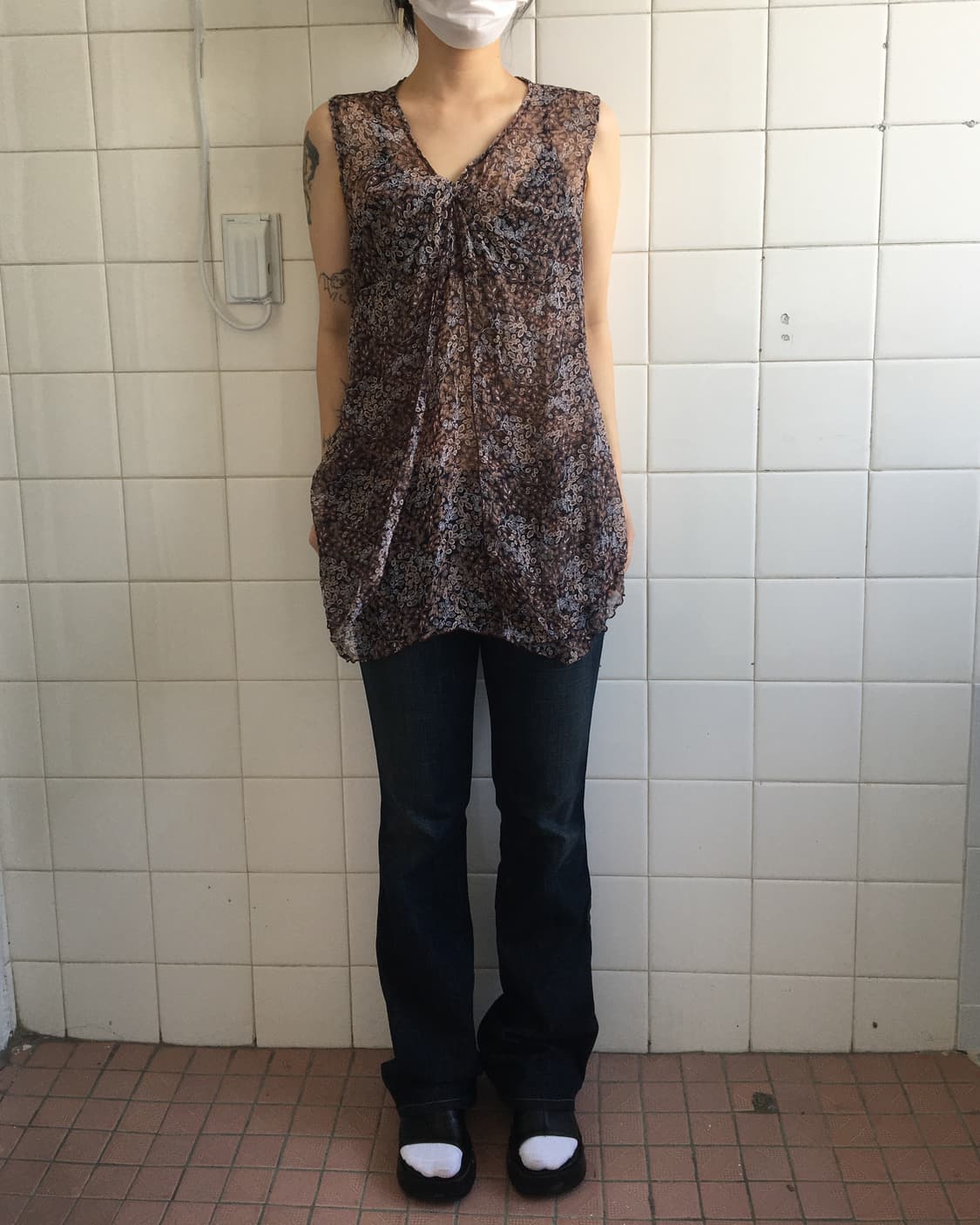Pattern see through hsleeveless 상품이미지4