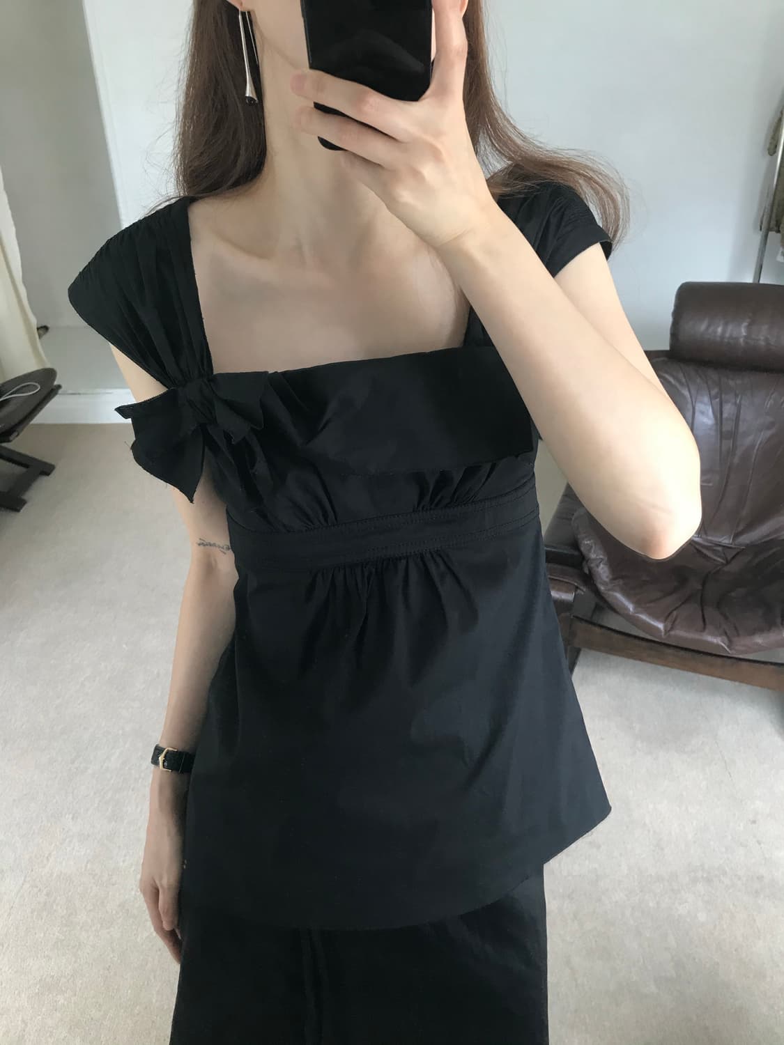 black ribbon sleeveless 상품이미지5