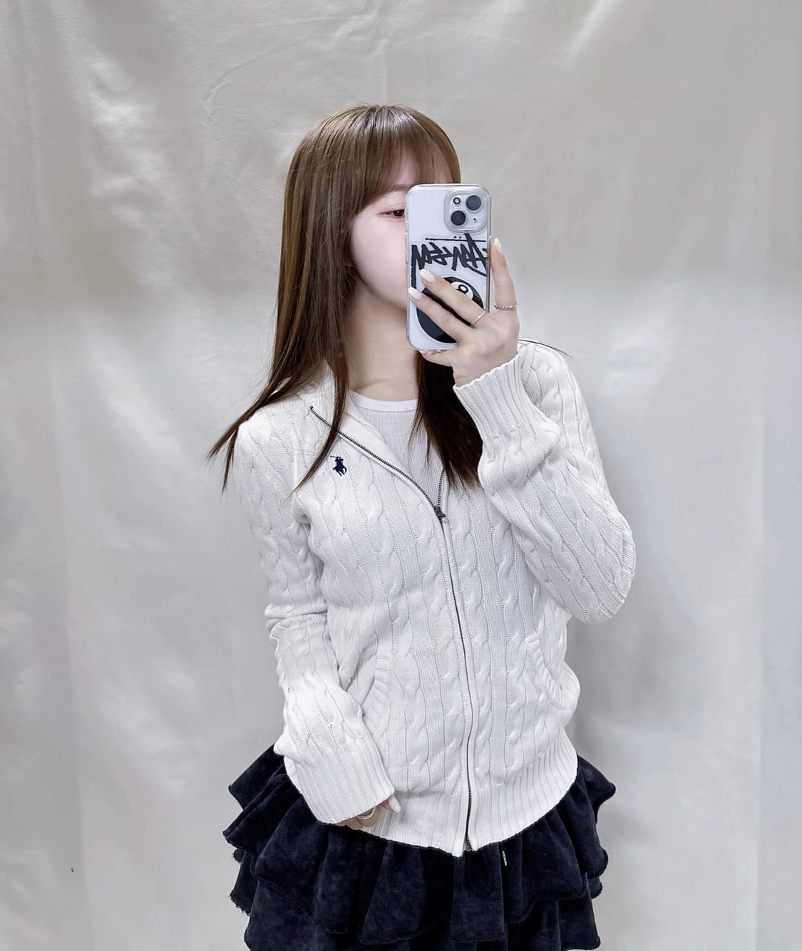 폴로 랄프로렌 화이트 포니 꽈배기 니트 후드집업  상품이미지2