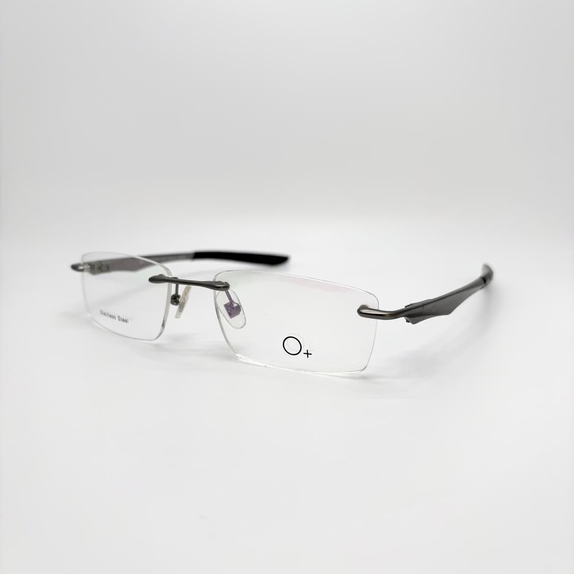 O+ EYEWEAR 매트 그레이 스퀘어 무테 상품이미지1