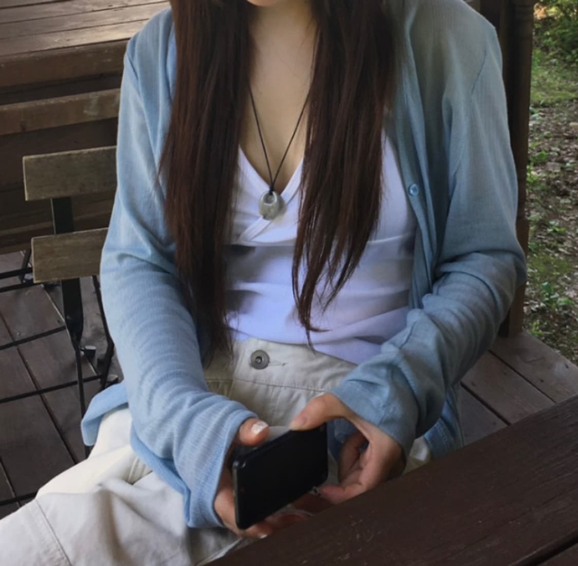 ourcabinet calm slim cardigan sky blue 상품이미지2