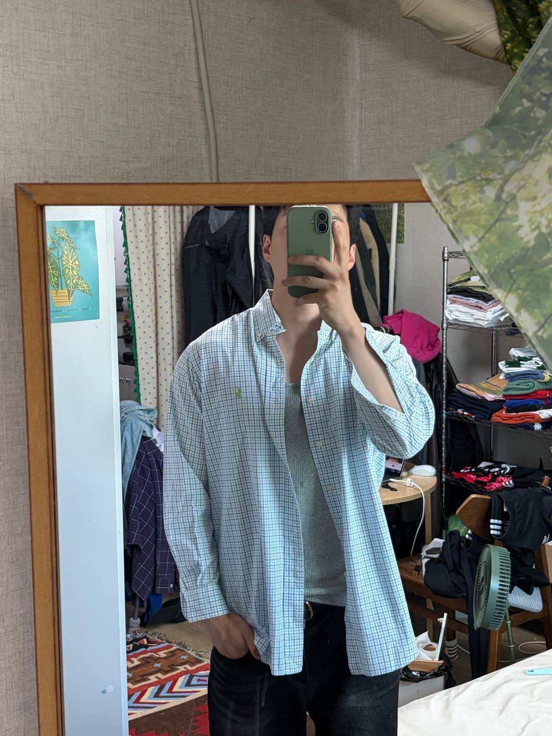 폴로 랄프로렌 클래식핏 블루 체크 포플린 셔츠  상품이미지7