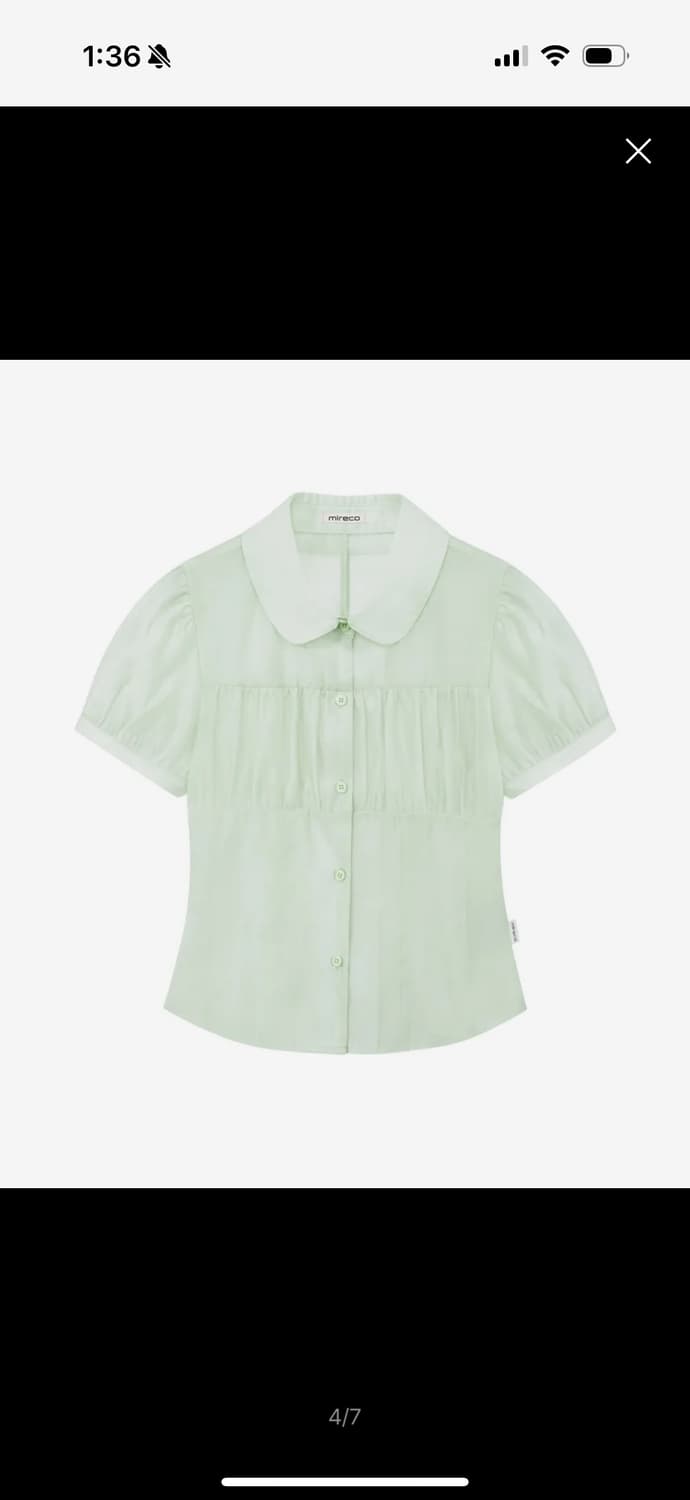 미레코 SHIRRING SHEER BLOUSE PISTACHIO 상품이미지1