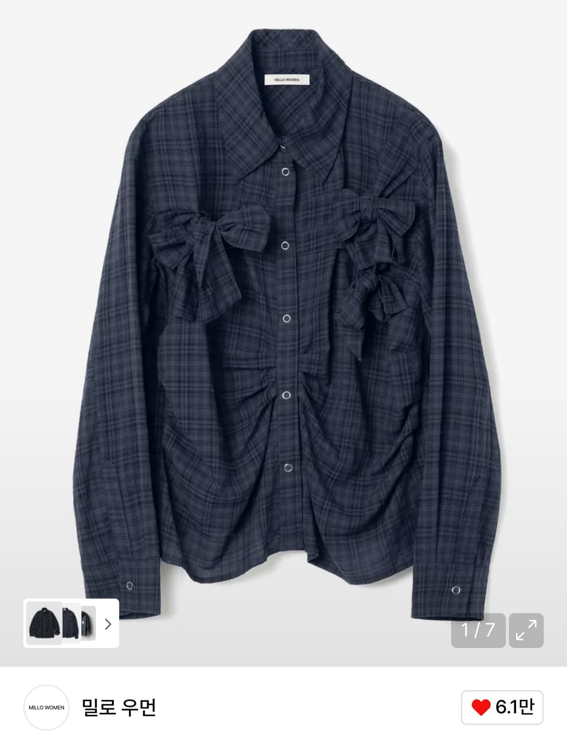 밀로우먼 리본 타이 셔츠 상품이미지1