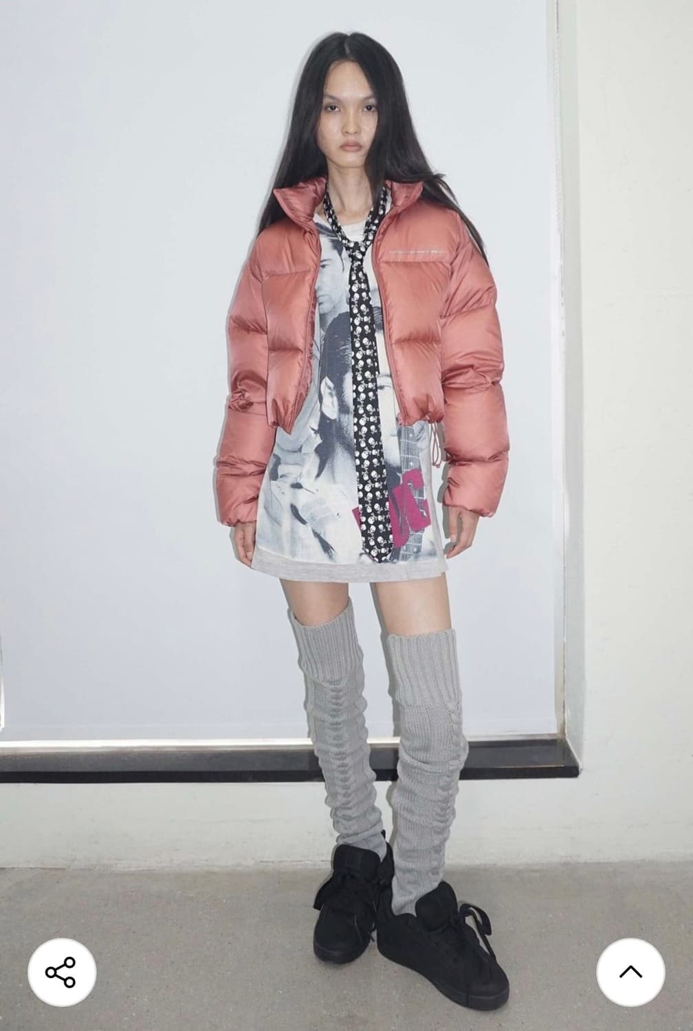 스컬프터 매트 크롭 푸퍼 다운 패딩 플럼 레드 L 새상품 상품이미지4