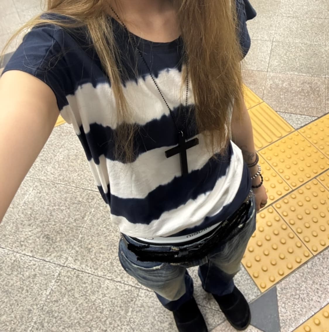 y2k 스트라이프 반팔 상품이미지3