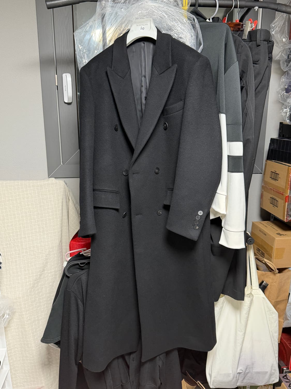 마마가리 컬렉션무드 더블코트 블랙 24fw 50사이즈 상품이미지1